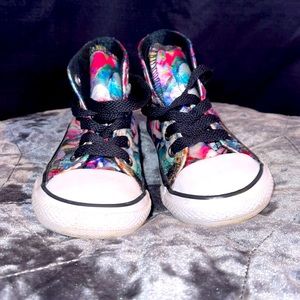 Converse satin roses high top shoes
